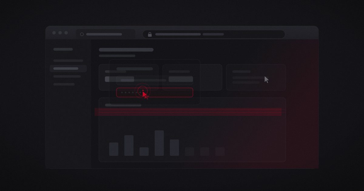 Abstract visualization of an attacker operating inside a live authenticated browser session rather than stealing a token to replay.